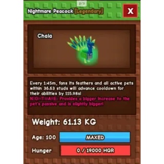 HUGE NIGHTMARE PEACOCK 61KG+ | 15 SECS CD WITH TOY