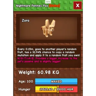 HUGE NIGHTMARE/VENOM FENNEC FOX | 60-61 KG