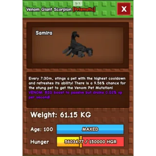 HUGE VENOM GIANT SCORPION | 61KG +