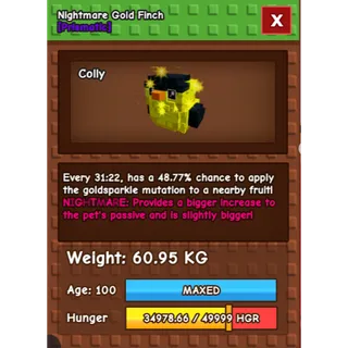 HUGE NIGHTMARE/VENOM GOLD FINCH | 60KG - 61KG