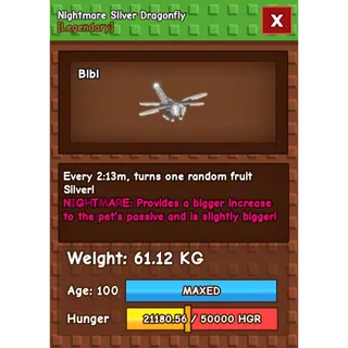 HUGE NIGHTMARE/VENOM SILVER DRAGONFLY | 60KG - 61KG