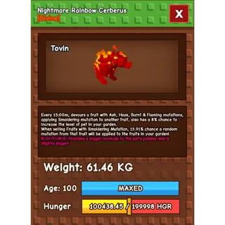 HUGE NIGHTMARE/VENOM RAINBOW HATCHED CERBERUS | 60KG - 61KG