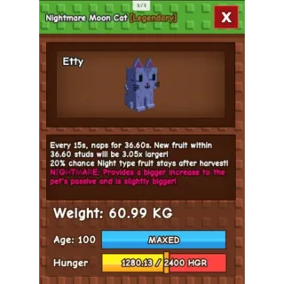 HUGE NIGHTMARE/VEMON MOON CAT | 60-61 KG