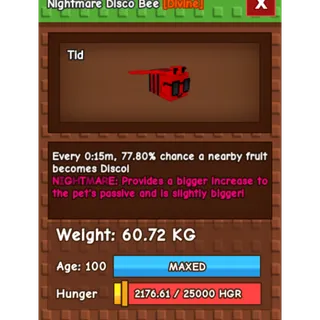 HUGE NIGHTMARE/VENOM DISCO BEE | 15S CD NO TOY | 60KG - 61KG