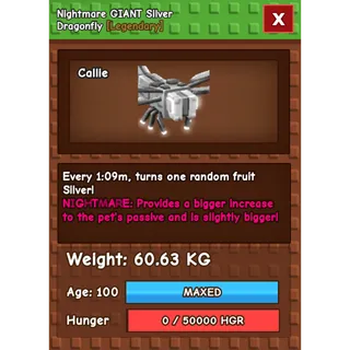GIANT NIGHTMARE/VENOM SILVER DRAGONFLY | 60KG - 61KG