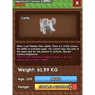 HUGE NIGHTMARE/VENOM CARNIVAL ELEPHANT | 60KG - 61KG