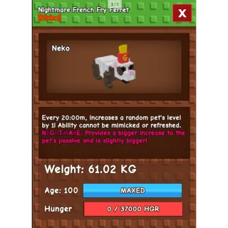 HUGE NIGHTMARE/VENOM FRENCH FRY FERRET | 60-61 KG