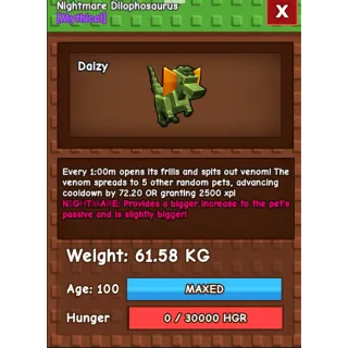 HUGE NIGHTMARE DILOPHOSAURUS | 60–61KG | FREE TOKENS INCLUDED