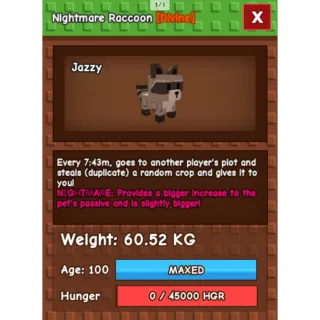 HUGE NIGHTMARE/VENOM RACCOON | 60-61 KG