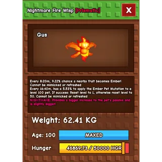 HUGE FIRE WISP | NM / VENOM / EVER 🔥| 62.41KG