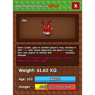 HUGE NIGHTMARE RED ROSE FOX | 60-61 KG