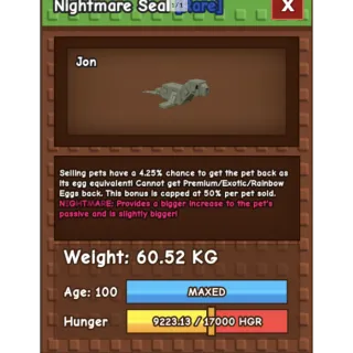  HUGE NIGHTMARE SEAL | 60KG - 61KG