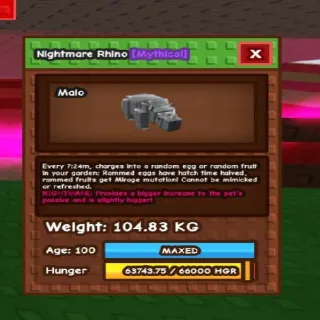 104.8kg! Nightmare Godly Rhino