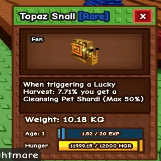 101kg If Max! Godly Topaz Snail