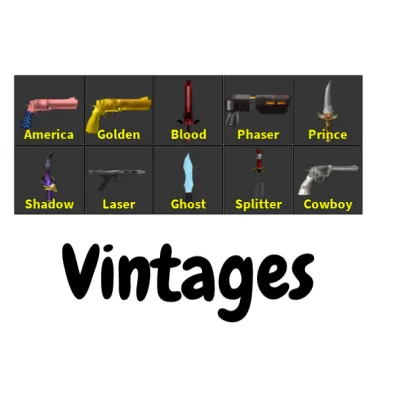 Bundle | MM2 Vintage Set - Murder Mystery 2 Game Items - Gameflip