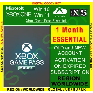 Xbox Game Pass Essential 1 Month WORLDWIDE | GLOBAL | Stackable