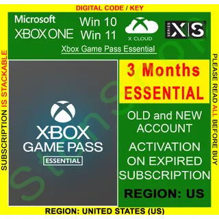 Xbox Game Pass Essential (Core) 3 Months | US | Stackable