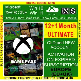 Xbox Game Pass Ultimate 12+1 Month EU+UK (not stackable)