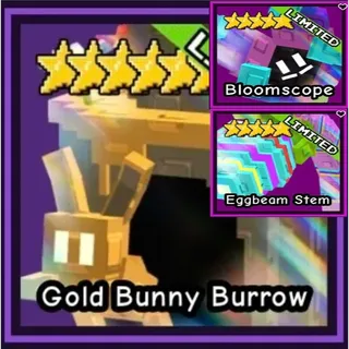 Gold Bunny Burrow + Bloomscope + Eggbeam Stem - Garden Tower Defense