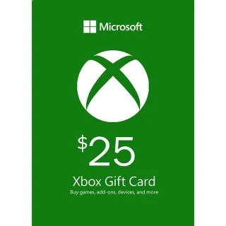 $ 25.00 USD Xbox Gift Card