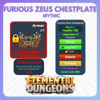 FURIOUS ZEUS CHESTPLATE MYTHIC ELEMENTAL DUNGEONS