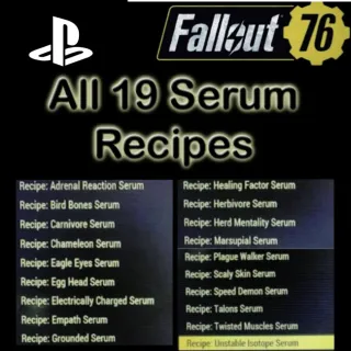 Plan | All 19 serum recipes