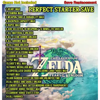 Save ⭐ The Legend of Zelda: Tears of the Kingdom Starter Every Item & Max (Switch Mod)