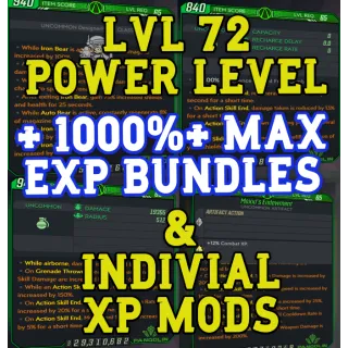 Other | ANY LVL 72 MODDED XP SET