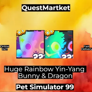 Huge Rainbow Yin-Yang Bunny & Dragon