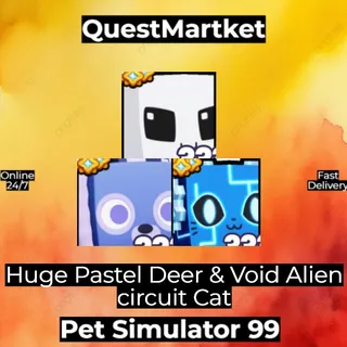 Huge Pastel Deer & Void Alien & Circuit Cat