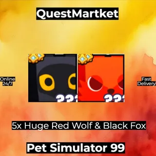 5x Huge Red Wolf & Dark Fox