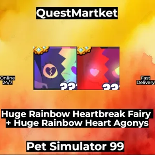 Huge Rainbow Heartbreak Fairy + Huge Rainbow Heart Agonys