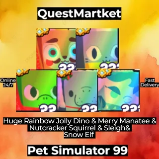 Huge Rainbow Jolly Dino & Merry Manatee &Nutcracker Squirrel & Sleigh& Snow Elf