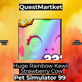 Huge Rainbow Kawii Strawberry Cow