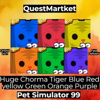 Huge Chroma Tiger BLue Red Green Yellow Purple Orange