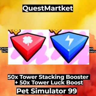 50x Tower STacking Booster + 50x Tower Luck Boost