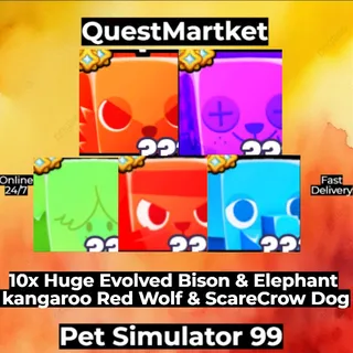 10x Huge Evolved Bison & Elephant & kangaroo & Red Wolf & ScareCrow Dog