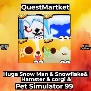 Huge Snow Man & Snowflake & Hamster & Corgi