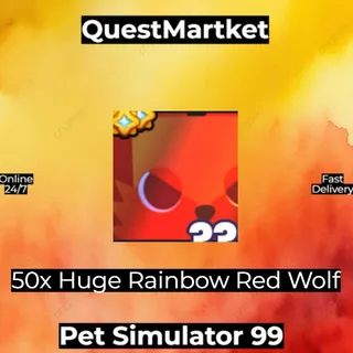 50x Huge Rainbow Red Wolf