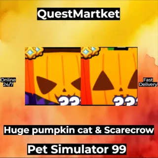 Huge Pumpkin cat & Scarecrow