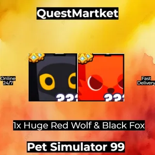 Huge Red Wolf & Black Fox