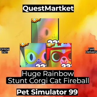 Huge Rainbow Stunt Cat Corgi Fireball