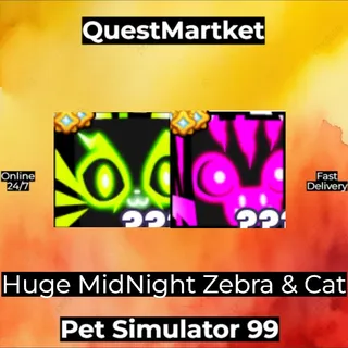 Huge MidNight Zebra & Cat