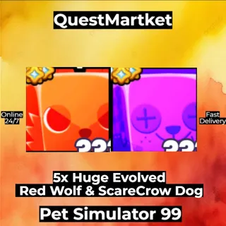 5x Huge Evolved Red Wolf & ScareCrow Dog