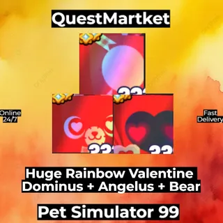 Huge Rainbow Valentine Bear + Angelus + Dominus