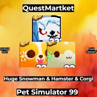 Huge Snowman & Corgi & Hamster